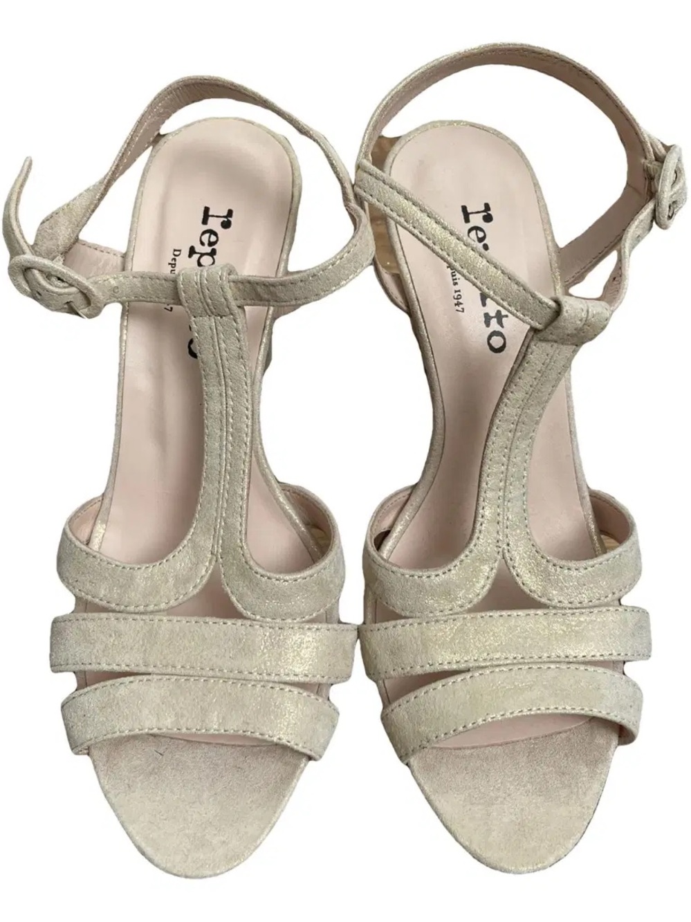 Repetto Light Beige Suede T-Strap Sandals - Women